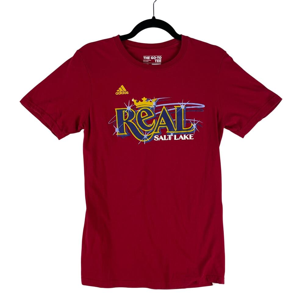 Adidas Mens Real Salt Lake MLS Go-To Tee T-Shirt Small Red Graphic Print